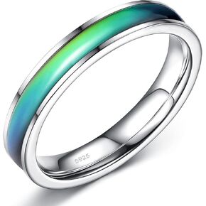 adramata 925 الفضة الاسترليني خواتم المزاج للنساء الرجال 3/4mm خواتم الخطوبة الزفاف خواتم الوعد العصرية للزوجين درجة الحرارة الحساسة اللون تغيير المزاج خواتم in Kuwait