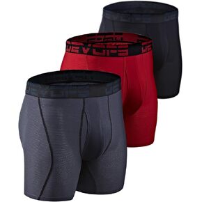 DEVOPS Men's Perfomance Cool Dry Mesh Underwear Boxer Trunk 6-inch Brief (3 Pack)
