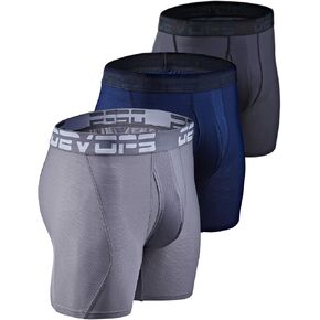 DEVOPS Men's Perfomance Cool Dry Mesh Underwear Boxer Trunk 6-inch Brief (3 Pack)