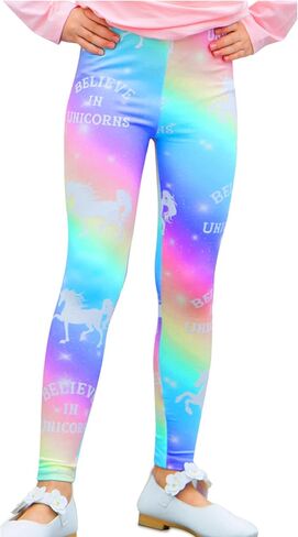 Girl Unicorn Leggings Kid Rainbow Legging Tights Trousers Slim Long Pants in Kuwait