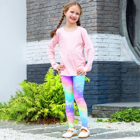 Girl Unicorn Leggings Kid Rainbow Legging Tights Trousers Slim Long Pants in Kuwait