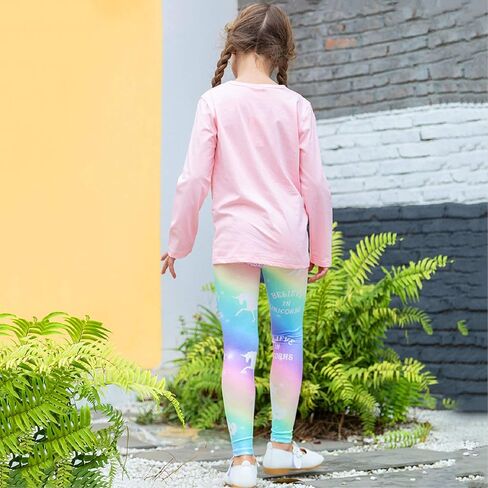 Girl Unicorn Leggings Kid Rainbow Legging Tights Trousers Slim Long Pants in Kuwait