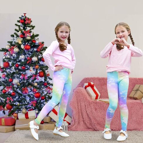 Girl Unicorn Leggings Kid Rainbow Legging Tights Trousers Slim Long Pants in Kuwait