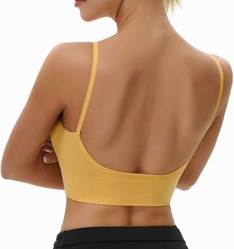 JUST BEHAVIOR حمالة صدر مريحة ذات ظهر منخفض ورقبة على شكل حرف V، قمصان قصيرة للتمرين بظهر منخفض للنساء in Kuwait