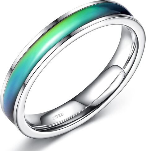 adramata 925 الفضة الاسترليني خواتم المزاج للنساء الرجال 3/4mm خواتم الخطوبة الزفاف خواتم الوعد العصرية للزوجين درجة الحرارة الحساسة اللون تغيير المزاج خواتم in Kuwait