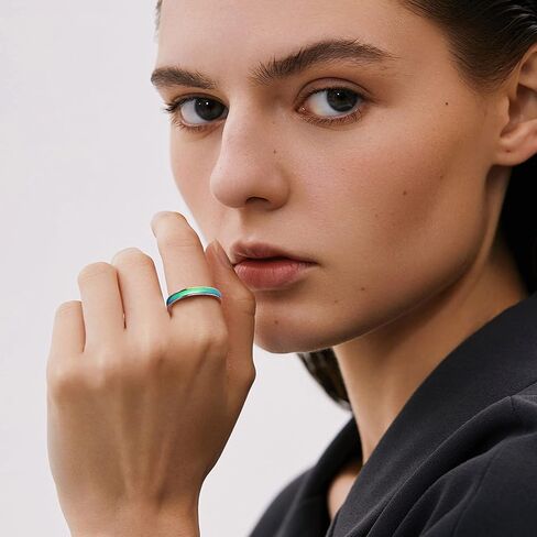 adramata 925 الفضة الاسترليني خواتم المزاج للنساء الرجال 3/4mm خواتم الخطوبة الزفاف خواتم الوعد العصرية للزوجين درجة الحرارة الحساسة اللون تغيير المزاج خواتم in Kuwait