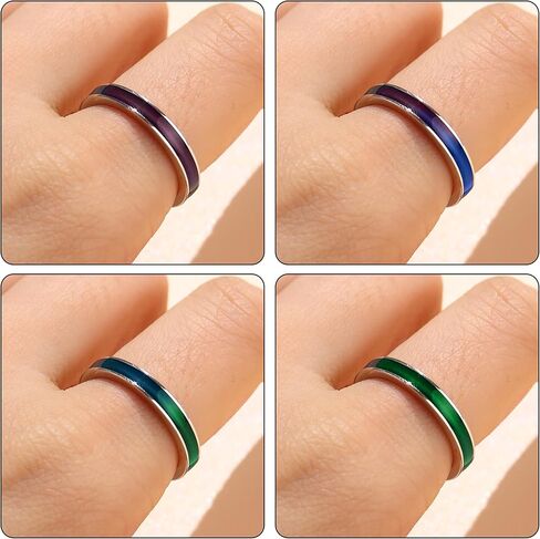 adramata 925 الفضة الاسترليني خواتم المزاج للنساء الرجال 3/4mm خواتم الخطوبة الزفاف خواتم الوعد العصرية للزوجين درجة الحرارة الحساسة اللون تغيير المزاج خواتم in Kuwait