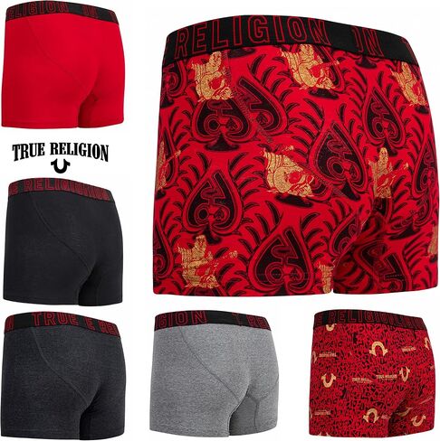 True Religion Mens Boxer Briefs Cotton Stretch Underwear for Men Pack of 6 in Kuwait