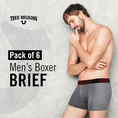 True Religion Mens Boxer Briefs Cotton Stretch Underwear for Men Pack of 6 in Kuwait