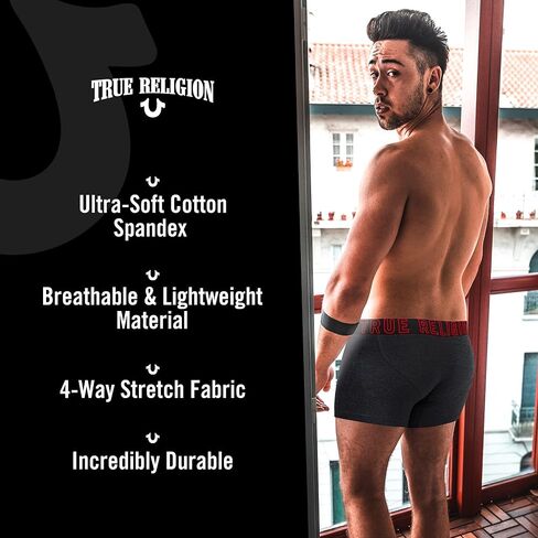 True Religion Mens Boxer Briefs Cotton Stretch Underwear for Men Pack of 6 in Kuwait