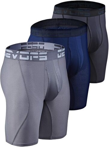 DEVOPS Men's Perfomance Cool Dry Mesh Underwear Boxer Trunk 6-inch Brief (3 Pack) in Kuwait