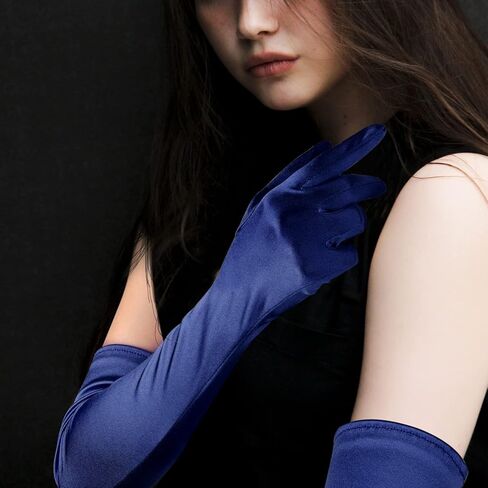 LUTER Long Elbow Satin Gloves, Elegant Long Gloves 21" Stretchy 1920s Opera Gloves for Women, Evening Party Gloves in Kuwait