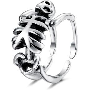 MUSECLOUD Vintage Skull Ring for Women Men Goth Skeleton Ring Adjustable Stackable Ring Punk Gothic Halloween Jewelry in Kuwait
