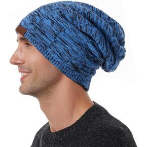 MAGISDU Beanie Hats for Men Women Satin Lined Oversized Slouchy Unisex Merino Wool Winter Hat Knit Long Warm Cap