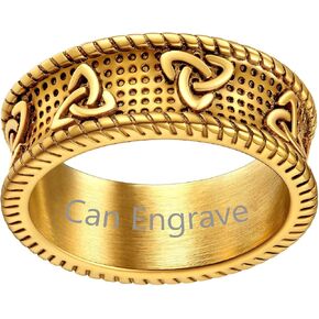 ChainsProMax Men Vintage Celtic Rings, Stainless Steel/Gold Plated/Black (Send Gift Box) in Kuwait