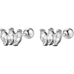 18G Cubic Zirconia Tiny Sleeper Stud Earrings Sterling Silver 925 Crystal Rhinestone Leaf Crown Cartilage Tragus Barbell Earring Studs Helix Ear Piercing Screw Back Cute Jewelry Gifts for Women Girls BFF in Kuwait