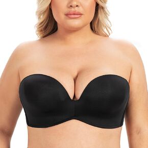 MELENECA Women's Wirefree Push Up Lightly Padded with Anti-Slip Support Strapless Bra