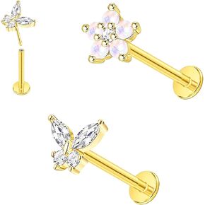 CHARMONLINE Top Push in Threadless 316L Surgical Steel Flat Back Stud for Nose Lip Stud Bone Studs Nose Piercing Jewelry for Women Men………
