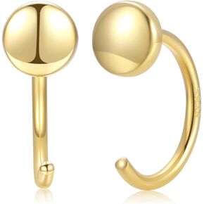 أقراط هاجي صغيرة مسطحة من الفضة الإسترليني مطلية بالذهب عيار 18 قيراط للنساء، أقراط منقطة بسيطة هدية مجوهرات لا تسبب الحساسية in Kuwait