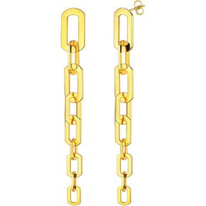 Chain Hoop Earrings, Chain Dangle Earrings, Chain Cuff Earrings, Gold Plated European Trendy Dangling Earrings for Women with Surgical Post in Saudi Arabia