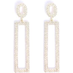 ATIMIGO Rhinestone Statement Dangle Earrings CZ Geometric Drop Party Prom Earrings Silver/Gold Fashion Jewelry for Women Girls in Saudi Arabia