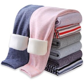 StyleSavvy Girls Winter Leggings Thick Cotton Fleece Lined Girls Pants Warm Stretchy Thermal Tights Pants 2 Pack