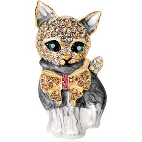 3D Pet Cat Brooch Pin for Women,Vintage Elegant Alloy Diamond Cat Brooch Pin Jewelry Gift for Women in Kuwait