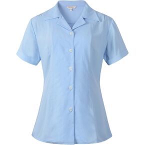 Womens 1940s Retro Vintage Style Blouse Pin Up Short Sleeve Shirt Landgirl Tops