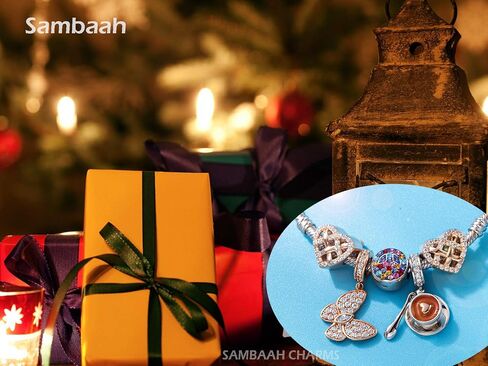 Sambaah فراشة سحر الفضة الاسترليني بالمينا محظوظ سحر حبة القلب على شكل قلادة دانجل مع زركون للنساء أساور in Kuwait