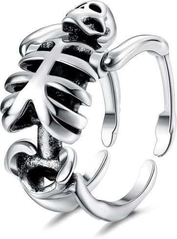 MUSECLOUD Vintage Skull Ring for Women Men Goth Skeleton Ring Adjustable Stackable Ring Punk Gothic Halloween Jewelry in Kuwait