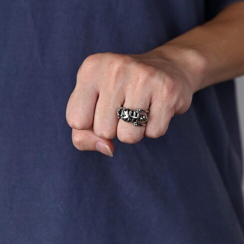 MUSECLOUD Vintage Skull Ring for Women Men Goth Skeleton Ring Adjustable Stackable Ring Punk Gothic Halloween Jewelry in Kuwait