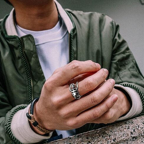 MUSECLOUD Vintage Skull Ring for Women Men Goth Skeleton Ring Adjustable Stackable Ring Punk Gothic Halloween Jewelry in Kuwait