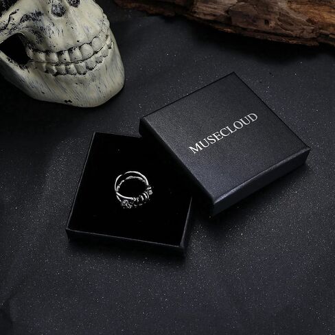 MUSECLOUD Vintage Skull Ring for Women Men Goth Skeleton Ring Adjustable Stackable Ring Punk Gothic Halloween Jewelry in Kuwait