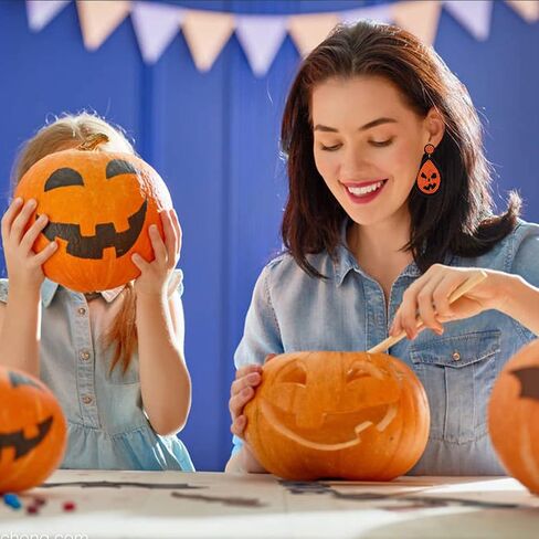 PHALIN Halloween Earrings Necklace Bracelet Set for Women Boo Dangle Earrings Pumpkin Pendant Necklaces Beaded Stretch Bracelet Halloween Costume Jewelry Set Gifts in Kuwait