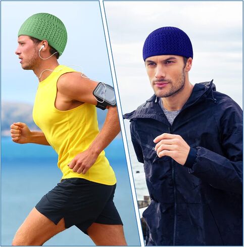 Mepase 12 Pieces Knit Kufi Hats Kufi Beanie Hat Skull Caps for Men Women Muslim Helmet Liner Breathable Ramadan Crochet Cap in Saudi Arabia