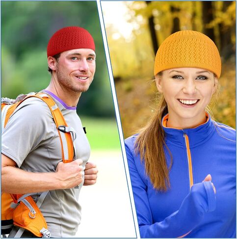 Mepase 12 Pieces Knit Kufi Hats Kufi Beanie Hat Skull Caps for Men Women Muslim Helmet Liner Breathable Ramadan Crochet Cap in Saudi Arabia