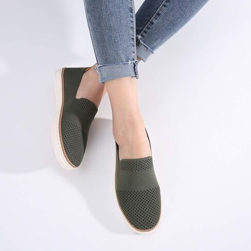 TRULAND Women’s Slip On Sneakers Fashion Tennis Shoes - Breathable Knit Loafers Casual Summer Shoes Comfortable Flats in Kuwait