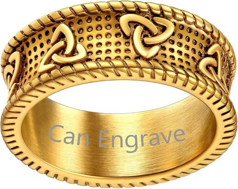 ChainsProMax Men Vintage Celtic Rings, Stainless Steel/Gold Plated/Black (Send Gift Box) in Kuwait