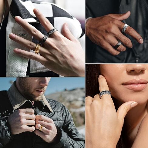 ChainsProMax Men Vintage Celtic Rings, Stainless Steel/Gold Plated/Black (Send Gift Box) in Kuwait