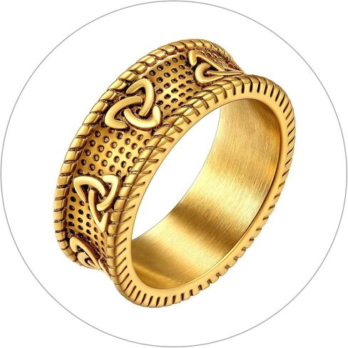 ChainsProMax Men Vintage Celtic Rings, Stainless Steel/Gold Plated/Black (Send Gift Box) in Kuwait