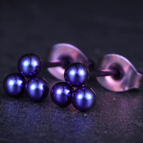 Limerencia Pure Titanium Hypoallergenic Earrings | Tiny Trinity Ball Stud Earrings | Minimalist,Implant Grade | Suitable for Sensitive Ears Delicate Jewelry in Kuwait