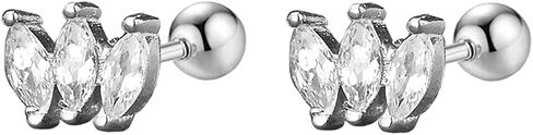 18G Cubic Zirconia Tiny Sleeper Stud Earrings Sterling Silver 925 Crystal Rhinestone Leaf Crown Cartilage Tragus Barbell Earring Studs Helix Ear Piercing Screw Back Cute Jewelry Gifts for Women Girls BFF in Kuwait