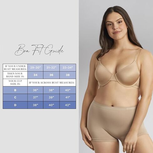 ELLEN TRACY حمالة صدر تي شيرت بتغطية كاملة للاستخدام اليومي مع سلك داخلي - راحة ناعمة - أشرطة قابلة للتعديل - عبوة متعددة من قطعتين in Kuwait