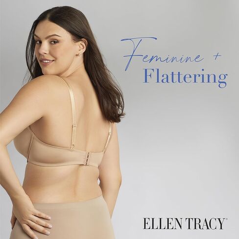 ELLEN TRACY حمالة صدر تي شيرت بتغطية كاملة للاستخدام اليومي مع سلك داخلي - راحة ناعمة - أشرطة قابلة للتعديل - عبوة متعددة من قطعتين in Kuwait