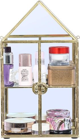 هاي فري صندوق منظم مجوهرات من الزجاج، صندوق زجاجي مزخرف للحلي والخواتم والاقراط، صندوق عرض منظم للتذكارات هدية عيد الميلاد in Kuwait