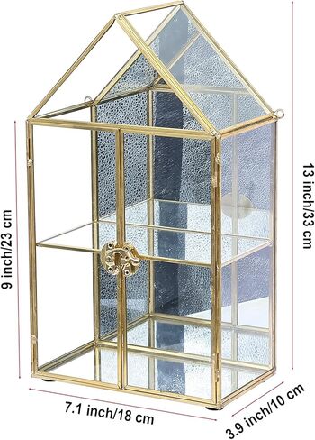 هاي فري صندوق منظم مجوهرات من الزجاج، صندوق زجاجي مزخرف للحلي والخواتم والاقراط، صندوق عرض منظم للتذكارات هدية عيد الميلاد in Kuwait