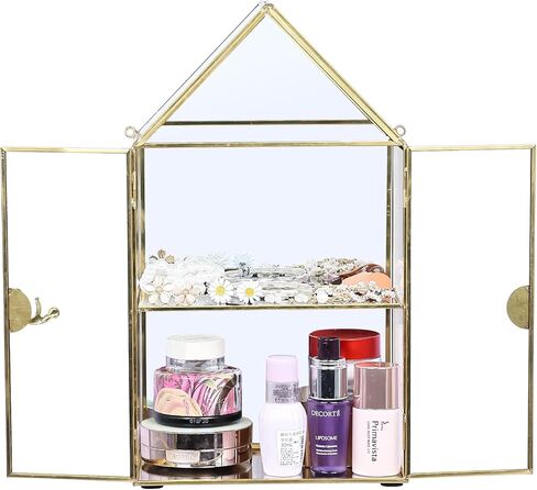 هاي فري صندوق منظم مجوهرات من الزجاج، صندوق زجاجي مزخرف للحلي والخواتم والاقراط، صندوق عرض منظم للتذكارات هدية عيد الميلاد in Kuwait