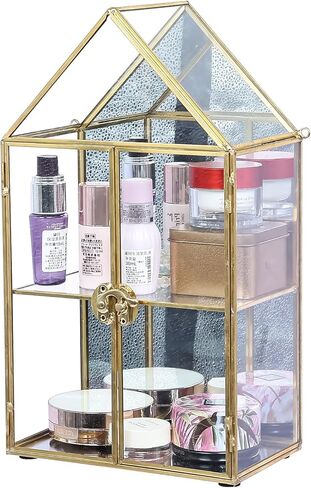 هاي فري صندوق منظم مجوهرات من الزجاج، صندوق زجاجي مزخرف للحلي والخواتم والاقراط، صندوق عرض منظم للتذكارات هدية عيد الميلاد in Kuwait