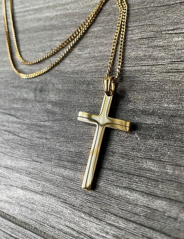 قلادة صليب من الذهب عيار 24 قيراط للرجال مع مشبك مطلي بالصلب للنساء، رفيعة من أجل سحر ميامي كوبان لينك قطع الماس in Kuwait