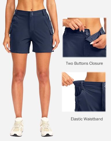شورت Pudolla للسيدات للتنزه سيرًا على الأقدام مقاس 4.5 بوصة شورت صيفي سريع الجفاف للنساء للعمل والسفر والمشي في الهواء الطلق مع جيوب in Kuwait